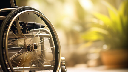 The persons hand is moving in a wheelchair - obrazy, fototapety, plakaty