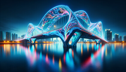 Neon Reflections Bridge