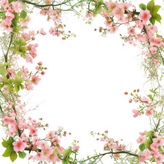 Fototapeta na wymiar Tree branch flower Photo Overlays, Summer spring painted frame s, Photo art, isolated on transparent background