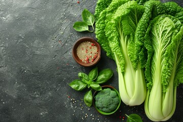 bok choy isolated kitchen table professional advertising food photography - obrazy, fototapety, plakaty