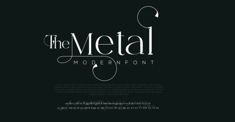 Metal Elegant Font Uppercase Lowercase and Number. Classic Lettering Minimal Fashion Designs. Typography modern serif fonts regular decorative vintage concept. vector illustration