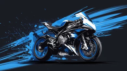 Fotobehang sport bike art design vector blue black template r1 isolated white power engine motor fast ride rider wheels motorbike background © Orxan
