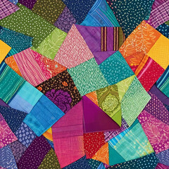 The Patchwork fabric. Multicolor Fabric Backgrounds with Artistic Flair - Pattern - Seamless tile