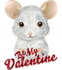 niedliche weiße Maus zum Valentinstag