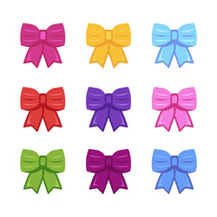 Bows. Ribbon bow collection. Bowknot for decoration, big set of bowtie.