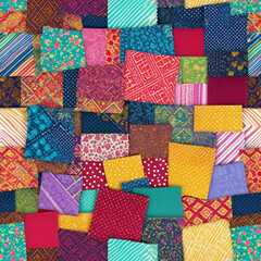 The Patchwork fabric. Multicolor Fabric Backgrounds with Artistic Flair - Pattern - Seamless tile