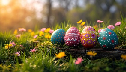 Fototapeta na wymiar Easter Eggstravaganza: A Colorful Celebration of Spring Generative AI