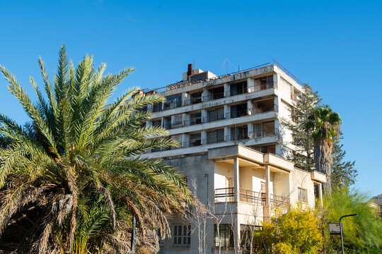 Closed Maraş Cyprus. Buildings in the abandoned city of Maraş in Famagusta, Northern Cyprus. Its local name in Cyprus is "Closed Maraş" Famagusta Cyprus.
