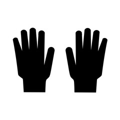 Construction gloves silhouette icon isolated on white background. A pair of black construction gloves. - obrazy, fototapety, plakaty