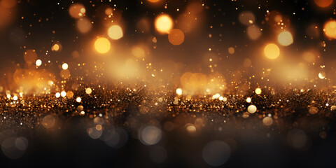 Fototapeta na wymiar Golden glitter bokeh lights background