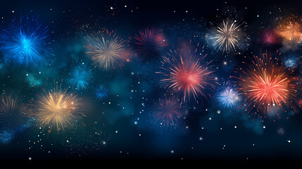 Fototapeta premium Beautiful creative holiday background. Fireworks and sparkles