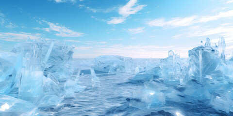 Fototapeta na wymiar Ice Formation in Winter Landscapes 