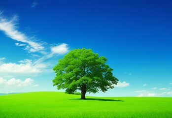 Fototapeta premium Background green horizon with tree
