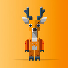 Geometric Deer Illustration on Orange

