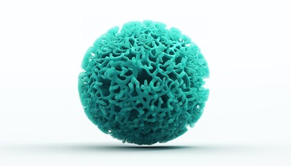 coral sphere on white background, coral reef, water green, sea foam