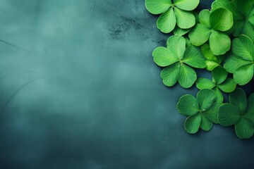 Clover leaves on a beautiful dark background. St. Patrick's Day celebration, luck and fortune concept, copy space
