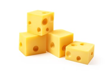 Yellow hollow slices of cheese in photo on white background. generative AI