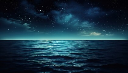 Fototapeta na wymiar Night sky over water.. Panorama, clouds, starry night