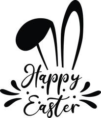 Obraz premium Happy Easter letter with Bunny ears, black design isolated. ZIP file contains EPS, JPEG and PNG formats.