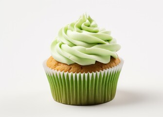Delicious Shamrock-Decorated Cupcake with Green Frosting for St. Patrick's Day - Generative AI