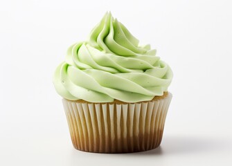 Delicious Shamrock-Decorated Cupcake with Green Frosting for St. Patrick's Day - Generative AI