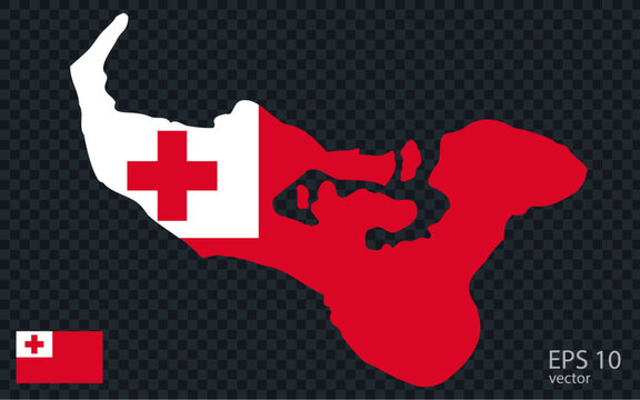 Vector map of Tonga. Vector design isolated on grey background.	
