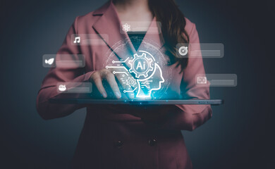 AI learning and business Artificial Intelligence, artificial intelligence by enter command prompt...