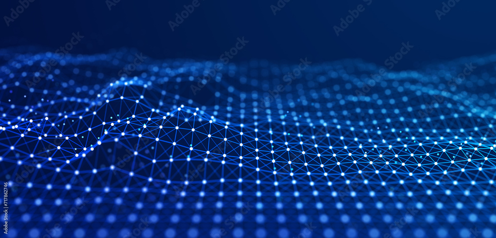 Leinwandbilder Network or connection. Abstract digital background of points and lines. Glowing plexus. Big data. Abstract technology science background. 3d rendering