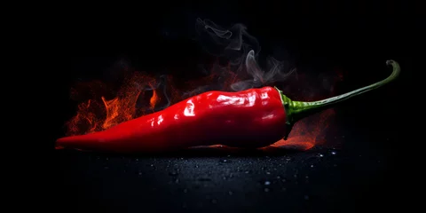 Tuinposter photo illustration of hot and smoky chili peppers © Putra