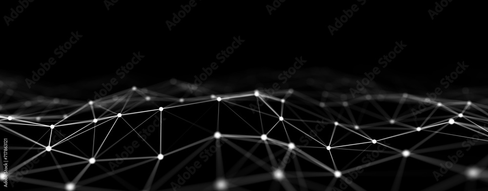 Fototapete Network or connection. Abstract digital background of points and lines. Glowing plexus. Big data. Abstract technology science background. 3d rendering