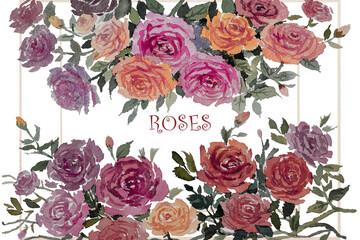 Roses vintage card background, Valentine, card with t-shirt print PNG file, bright pink rose flowers