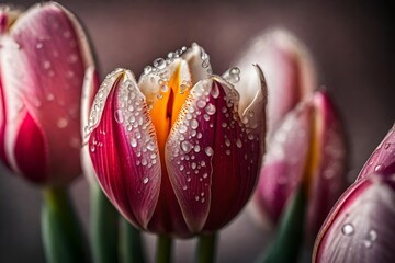 tulip with dew drops