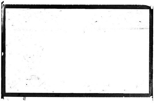 Vintage photo film frame of a middle format camera with dusts and scratches on transparent background (png image)