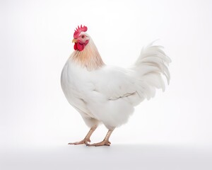 a close-up photo of a white chicken