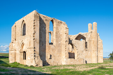 North Cyprus, Carmelite Church
Another of Famagusta's remarkable ruined churches from the Gothic period is the Church of St Mary of Carmel or the Carmelite Church.It was built in the 14 century.
 - obrazy, fototapety, plakaty
