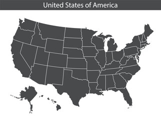 USA map isolated on white background. Vector illustration.