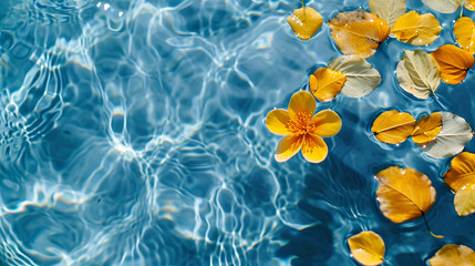 Fototapeta na wymiar Water background.Blue aqua texture surface of ripples, copy space, generative ai