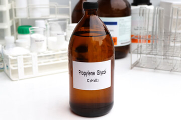 Propylene glycol in chemical container, chemical analysis in laboratory
