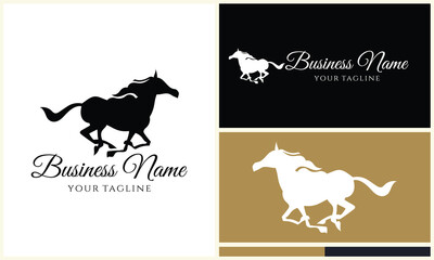 silhouette cowboy horseman logo template