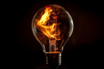 Burning light bulb. Generative AI