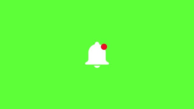 4K motion graphics animation of bell notification icon on chroma key green screen background.