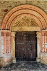 Fototapeta na wymiar The historical door af the church of Pelegrina. Guadalajara. Spain. Europe.