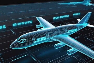 3d lowpolygon aeroplane rendering illustration on mobile  transportation online  futuristic element for premium product.AI generated