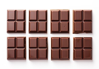 Sweet square chocolate bar isolated on white background.