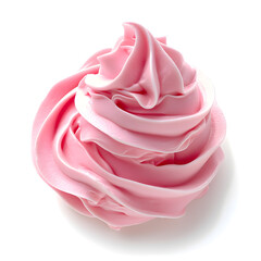 Pink whipped cream isolated on white
