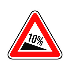 Steep descent road sign graphic design