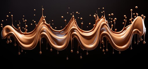 A wavy brown liquid with a splash effect on the side