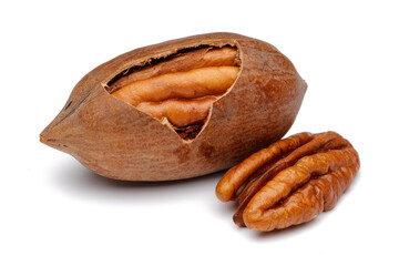 Pecan nut isolated on white background - 717876378