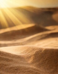 Desert closeup sand dunes with sun