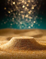 Glitter sand display with empty space for product
